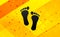 Human two footprints icon abstract digital banner yellow background