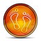 Human two footprints icon shiny bright orange round button illustration