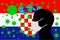 Human using a Mouth Face Masks or  Mouth Cover ro surrounded wiht virus with CROATIA flag