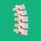 Human vertebrae lumbar backache illness patient vector icon. Skeletal sick spine back bone column disc medical