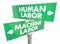 Human Vs Machine Labor Automation Digital Workers Signs 3d Illus