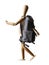 Human Walking With Backpack Isolate on White Background, Travel