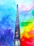 Human walking on high wall with spirit powerful energy connect to the universe power abstract art watercolor painting illustration