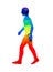 Human walking pose, abstract body watercolor painting hand drawing
