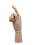 Human Wooden hand indicating gesture isolated