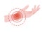 Human wrist pain with red pain circle flat vector illustration on white background