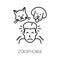 Human zoophobia phobia, mental health line icon