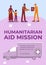 Humanitarian aid mission poster flat vector template