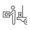 Humanitarian aid monochrome line icon vector illustration person carrying box container medicals