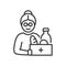 Humanitarian assistance for the elderly - line design isolated icon