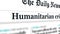 Humanitarian crisis headline printing on economy and business newspapers concept