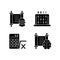 Humanities and applied subjects black glyph icons set on white space