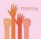 Humanity different but equal and diversity hands up vector design