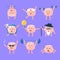 Humanized Brain Doing Different Activities Set Of Intellect Human Organ Cartoon Character Emoji