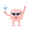 Humanized Brain At The Party Having A Drink And Partying Hard, Intellect Human Organ Cartoon Character Emoji Icon