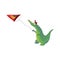 Humanized crocodile kid launching kite in the air. Green alligator in red cap. Wild animal. Cartoon vector design