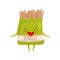 Humanized soy asparagus packaging. Healthy food. Cartoon character with happy face. Vegetarian nutrition. Flat vector