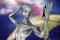 Humanoid alien makes selfie, illustration