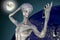 Humanoid alien makes selfie, illustration