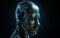 Humanoid artificial intelligence circuit board robot head, neural network of big data, brain deep learning, generative AI