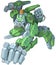 Humanoid Green Cartoon Soldier Robot Punching Illustration