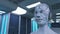 Humanoid head and futuristic room