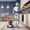 A Humanoid Robot Assisting with Household Chores in a Modern Kitchen. Generative Ai