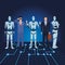 Humanoid robot and businessmen