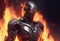 Humanoid robot creation - of fire.illustration. AI generative