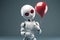 Humanoid robot holding red balloon. Generative AI