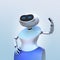 Humanoid robot on light blue background