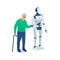 Humanoid robot nurse taking care of pensioner