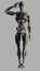 Humanoid Skeletal Robot making a Salute