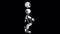 A humanoid walking robot.  Looped 2D animation. Alpha channel. Isolated on transparent background.