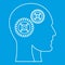 Humans brain with gearwheel icon, outline style