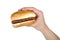 Humans hand with hamburger