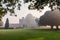 Humayun`s Tomb in the morning mist, New Delhi, India