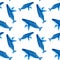 Humback whale. Seamless watercolor pattern