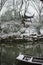 Humble Administrator`s Garden pond in snow, ancient suzhou, china