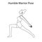 Humble warrior pose yoga workout outline. Healthy lifestyle vector illustration