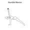 Humble warrior pose yoga workout outline. Healthy lifestyle vector illustration