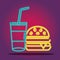 Humburger and soda neon icons sign decoration