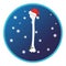 Humerus bone and Christmas cap, snow. Vector flat design for radiology orthopedic research hospital
