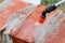 Humidification of red ceramic brick masonry using a spray gun under pressure