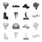 Humidity, icicles, thunderbolt, windy weather. Weather set collection icons in black,monochrome style vector symbol