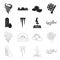 Humidity, icicles, thunderbolt, windy weather. Weather set collection icons in black,outline style vector symbol stock