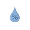 Humidity percent. Water drop. Flat icon. Isolated weather vector illustration