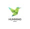 Hummig bird geometrical sign, calibri abstract polygonal vector logo template. Origami green color low poly wild animal