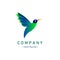 Humming Bird Blue Green Logo