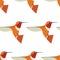 Humming bird icon Geometric cartoon flat Vector illustration Stylized animal Seamless pattern